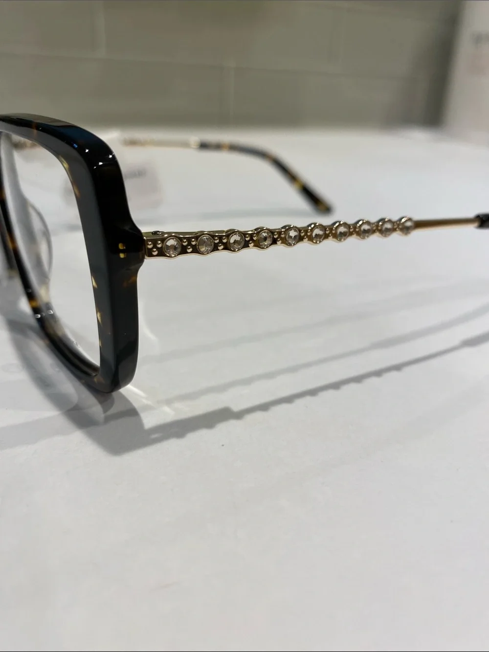 NEW Carolina Lemke Opticals Tortishell Crystal Embellished Glasses Academia CEO